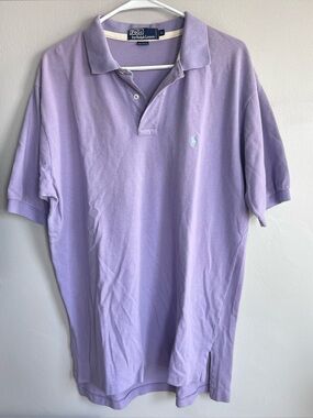 Polo Ralph Lauren Polo Shirt Purple Cotton Green Pony Logo L
